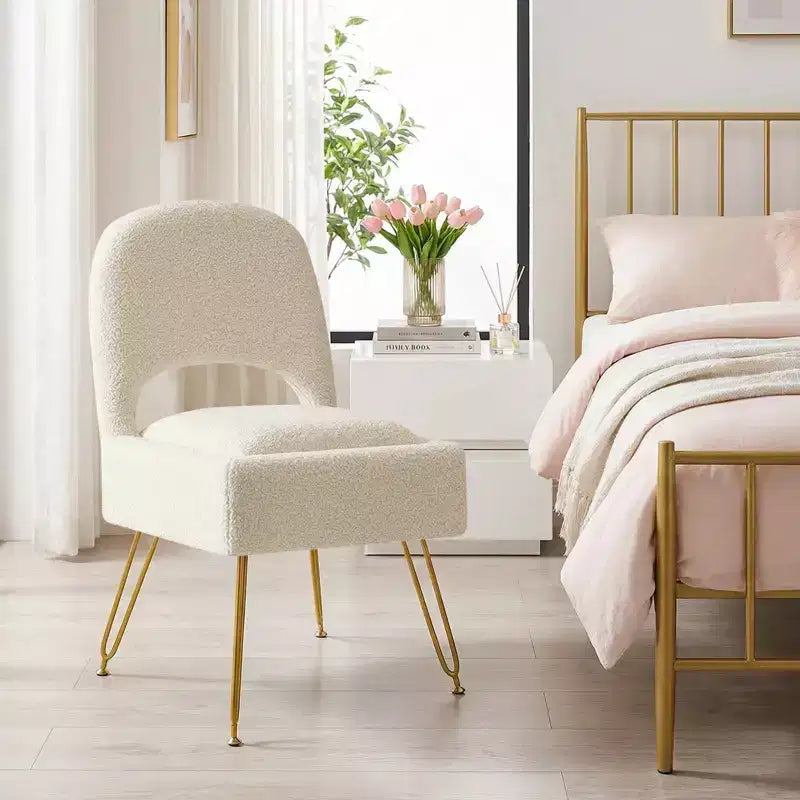Furniliving Chaise de coiffeuse avec rangement, chaise de maquillage de rangement avec dossier pliant