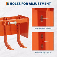 Lame de boîte 55 pour tracteur catégorie 1 Cat 0, dent de scarificateur, 6 dents réglables pour nivellement, terrassement, aménagement paysager