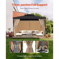 VEVOR Rideaux de gazebo extérieurs, conviennent à la plupart des gazebos 10' x 10' x 6,7', rideaux d'intimité de gazebo à 4 panneaux latéraux avec fermetures éclair, kaki