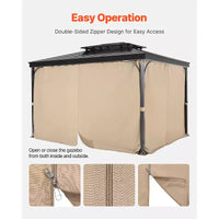 VEVOR Rideaux de gazebo extérieurs, conviennent à la plupart des gazebos 10' x 10' x 6,7', rideaux d'intimité de gazebo à 4 panneaux latéraux avec fermetures éclair, kaki
