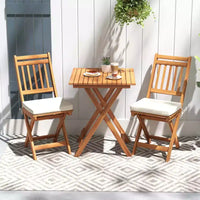 Costway Ensemble bistro pliant 3 pièces avec coussins d'assise amovibles - Table et chaises d'extérieur