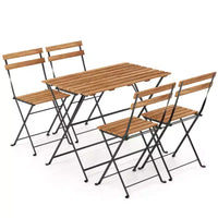 Costway Ensemble de salle à manger d'extérieur 5 pièces en bois d'acacia avec 4 chaises pliantes à lattes et plateau de table