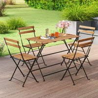 Costway Ensemble de salle à manger d'extérieur 5 pièces en bois d'acacia avec 4 chaises pliantes à lattes et plateau de table