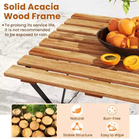 Costway Ensemble de salle à manger d'extérieur 5 pièces en bois d'acacia avec 4 chaises pliantes à lattes et plateau de table