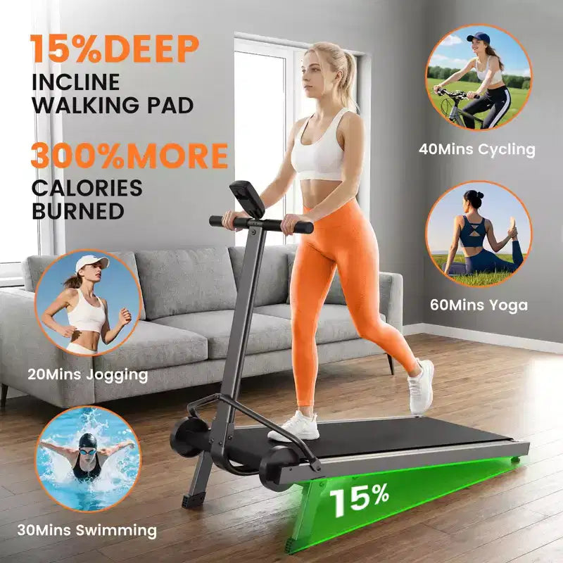Tapis de course pliable manuel Sailvan Walking Pad avec barre d'inclinaison, tapis de course compact pour la maison, capacité de 227 kg