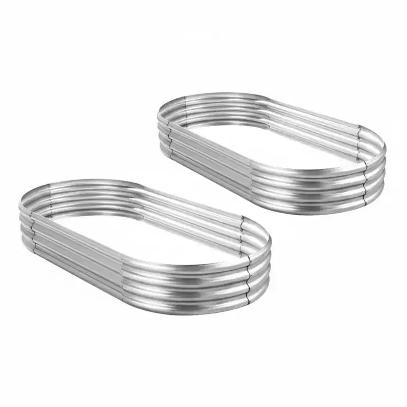 NAYSAYE Jardinière ovale galvanisée lot de 2, carré potager surélevé métallique - épaisseur 0,78 mm - pour la culture extérieure de légumes, fleurs, fruits, 94,5*47*11,4