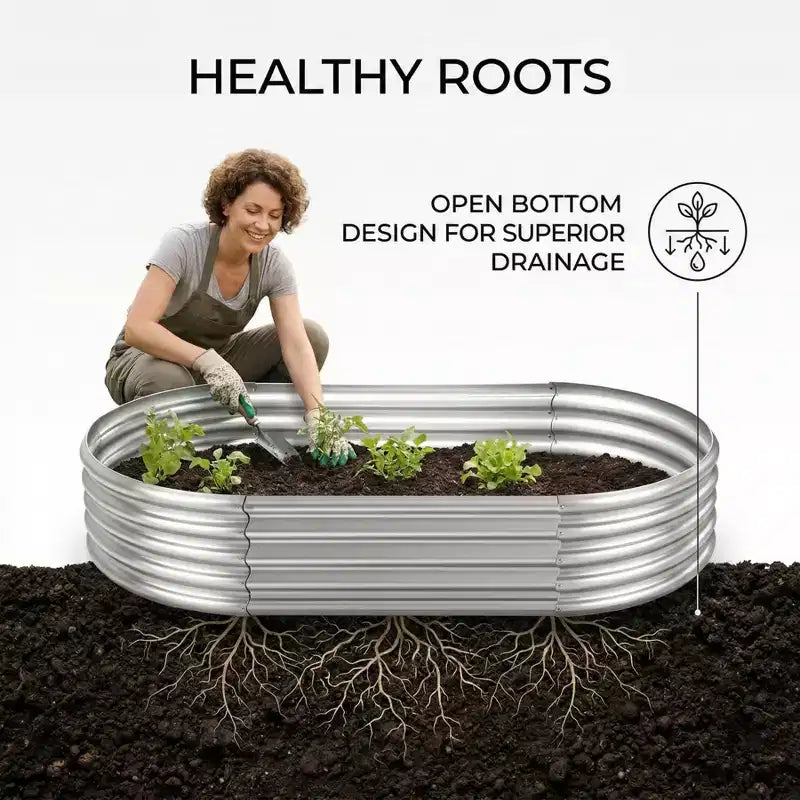 NAYSAYE Jardinière ovale galvanisée lot de 2, carré potager surélevé métallique - épaisseur 0,78 mm - pour la culture extérieure de légumes, fleurs, fruits, 94,5*47*11,4