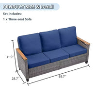 Canapé d'extérieur en osier 69,7" Iolanthe GDFStudio avec coussins