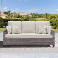 Canapé d'extérieur en osier 69,7" Iolanthe GDFStudio avec coussins