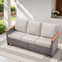 GDFStudio Iolanthe Outdoor 69.7 Wicker Sofa with Cushions