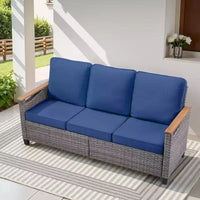 Canapé d'extérieur en osier 69,7" Iolanthe GDFStudio avec coussins