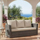 GDFStudio Moina 3-Seat Outdoor 67.7 Wicker Sofa with Water-Resistant Cushions