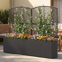 Costway 1/2 PIÈCES 58 Jardinière surélevée avec treillis, Bac à fleurs en osier avec écran d'intimité Marron/Noir