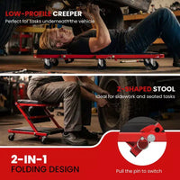 Tabouret de garage roulant Costway 2-en-1 en Z, chariot de mécanicien plat pliant 36
