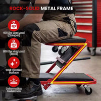 Tabouret de garage roulant Costway 2-en-1 en Z, chariot de mécanicien plat pliant 36