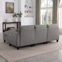 Canapé d'angle contemporain GDFStudio Lancelot 85 pouces en chenille avec pouf de rangement