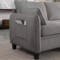 Canapé d'angle contemporain GDFStudio Lancelot 85 pouces en chenille avec pouf de rangement