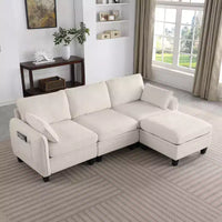 Canapé d'angle contemporain GDFStudio Lancelot 85 pouces en chenille avec pouf de rangement