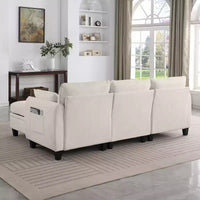 Canapé d'angle contemporain GDFStudio Lancelot 85 pouces en chenille avec pouf de rangement