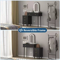Coiffeuse avec miroir, coiffeuse moderne, 2 tiroirs et meuble à 3 tiroirs réglables, pour chambre à coucher