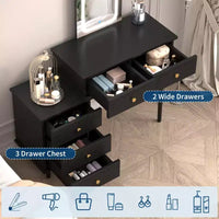 Coiffeuse avec miroir, coiffeuse moderne, 2 tiroirs et meuble à 3 tiroirs réglables, pour chambre à coucher