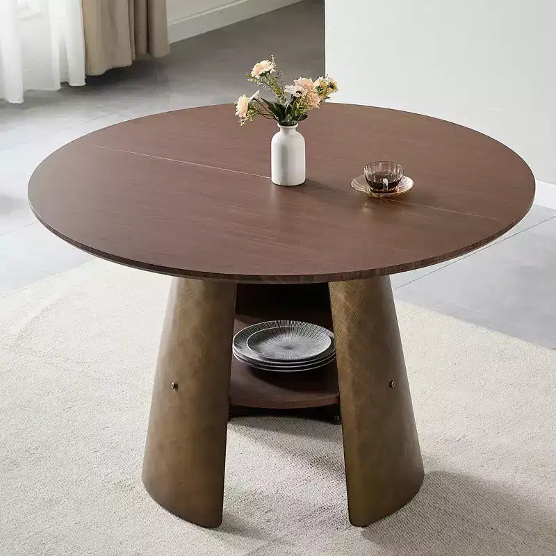 Table à manger ronde GDFStudio Ying moderne en bois et métal