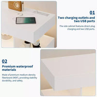 Bahut de cuisine moderne avec éclairage à détecteur automatique et station de recharge intégrée, 3 tiroirs et 2 portes pour la salle à manger et la cuisine