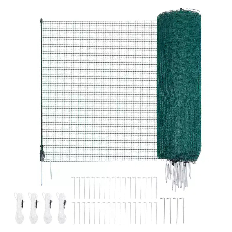 VEVOR Clôture temporaire avec poteaux, grillage en maille plastique 3 x 164 pi, filet de clôture de sécurité de jardin avec piquets à double pointe et haubans, vert