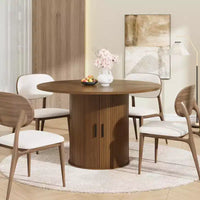 Table à manger ronde 47 pouces pour 4, étagère de rangement 2 niveaux avec porte coulissante en bois, table de cuisine pour salle à manger, salon