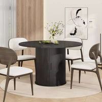 Table à manger ronde 47 pouces pour 4, étagère de rangement 2 niveaux avec porte coulissante en bois, table de cuisine pour salle à manger, salon