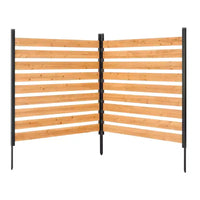 Clôture d'intimité en bois VEVOR, clôture de climatiseur 48 x 49 x 28 pouces, écran d'intimité extérieur solide à 2 panneaux en bois avec piquets en métal, cadre en acier, marron