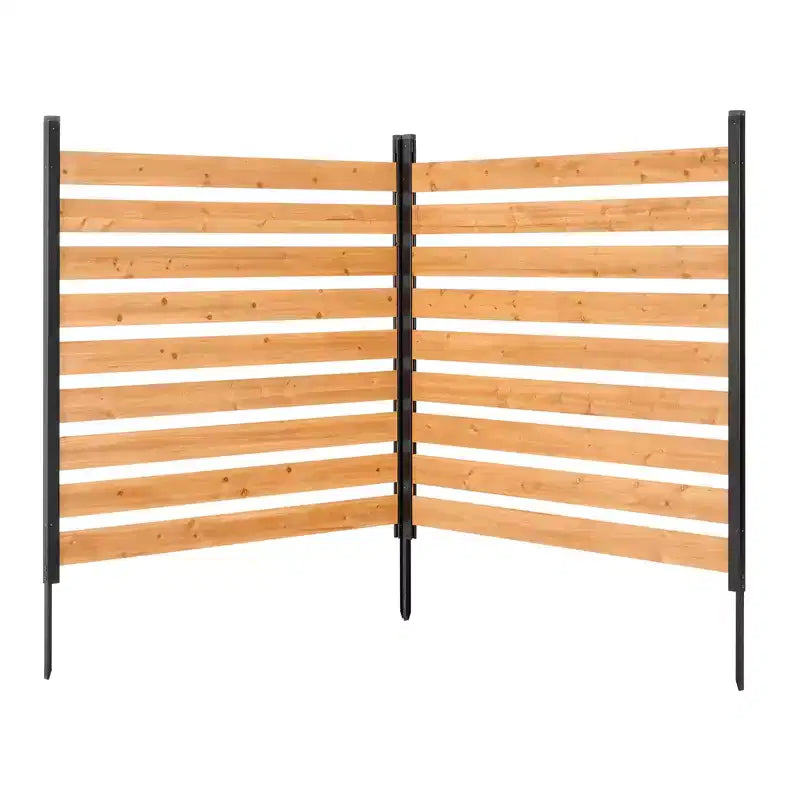 Clôture d'intimité en bois VEVOR, clôture de climatiseur 48 x 49 x 28 pouces, écran d'intimité extérieur solide à 2 panneaux en bois avec piquets en métal, cadre en acier, marron