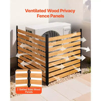 Clôture d'intimité en bois VEVOR, clôture de climatiseur 48 x 49 x 28 pouces, écran d'intimité extérieur solide à 2 panneaux en bois avec piquets en métal, cadre en acier, marron
