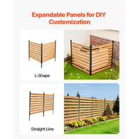 Clôture d'intimité en bois VEVOR, clôture de climatiseur 48 x 49 x 28 pouces, écran d'intimité extérieur solide à 2 panneaux en bois avec piquets en métal, cadre en acier, marron