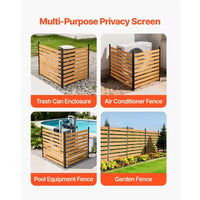 Clôture d'intimité en bois VEVOR, clôture de climatiseur 48 x 49 x 28 pouces, écran d'intimité extérieur solide à 2 panneaux en bois avec piquets en métal, cadre en acier, marron