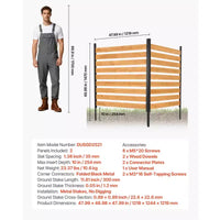 Clôture d'intimité en bois VEVOR, clôture de climatiseur 48 x 49 x 28 pouces, écran d'intimité extérieur solide à 2 panneaux en bois avec piquets en métal, cadre en acier, marron