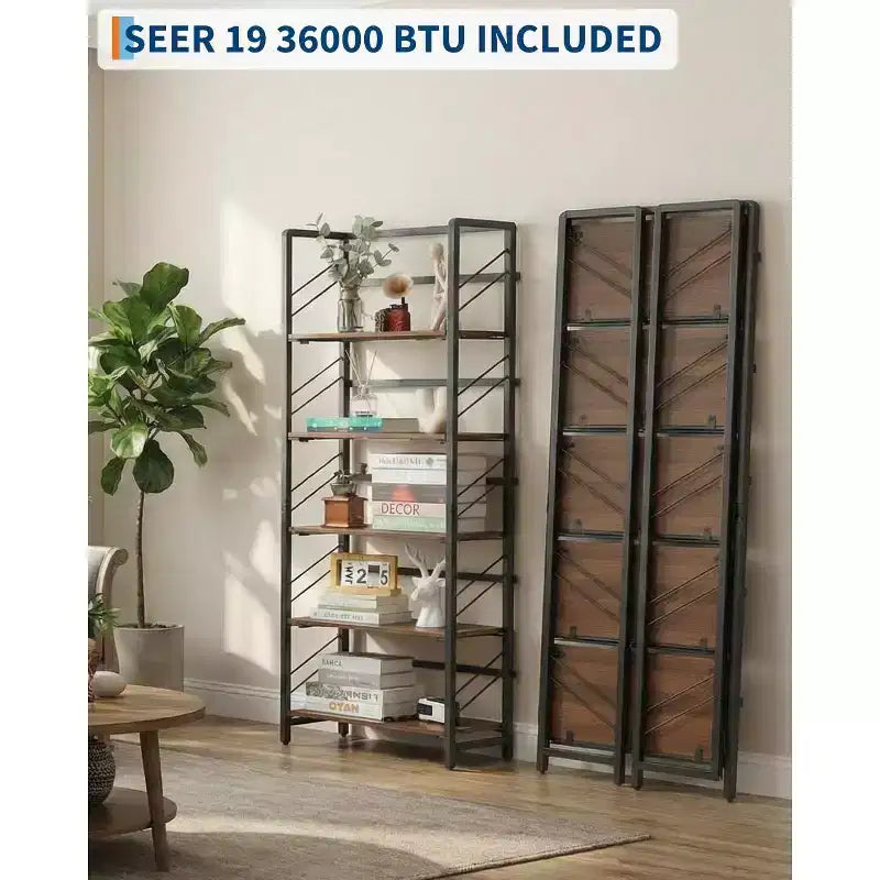 Étagère pliante 4/5 niveaux - bibliothèque industrielle gain de place sans assemblage pour bureau à domicile
