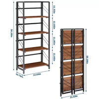 Étagère pliante 4/5 niveaux - bibliothèque industrielle gain de place sans assemblage pour bureau à domicile