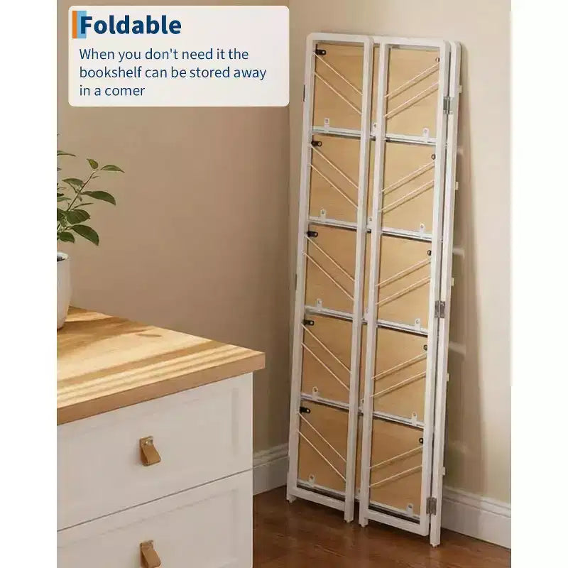 Étagère pliante 4/5 niveaux - bibliothèque industrielle gain de place sans assemblage pour bureau à domicile