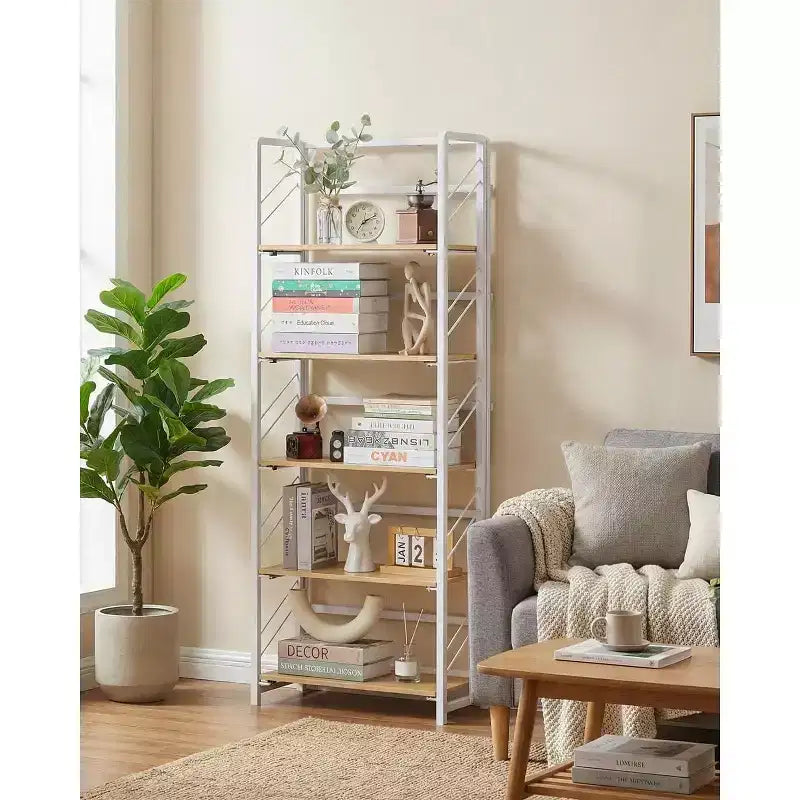 Étagère pliante 4/5 niveaux - bibliothèque industrielle gain de place sans assemblage pour bureau à domicile