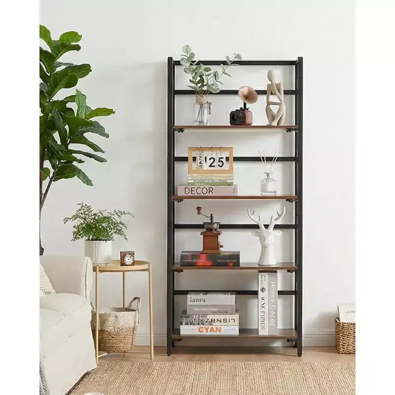 Étagère pliante 4/5 niveaux - bibliothèque industrielle gain de place sans assemblage pour bureau à domicile