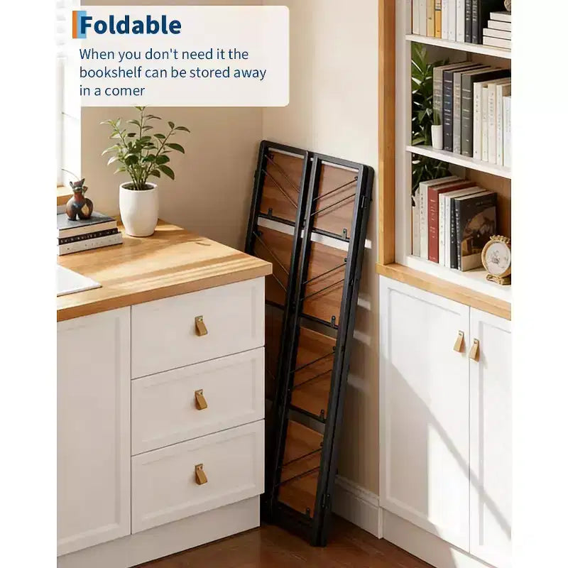 Étagère pliante 4/5 niveaux - bibliothèque industrielle gain de place sans assemblage pour bureau à domicile