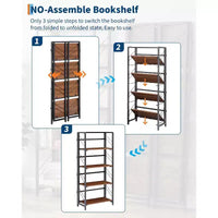 Étagère pliante 4/5 niveaux - bibliothèque industrielle gain de place sans assemblage pour bureau à domicile