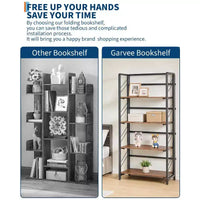 Étagère pliante 4/5 niveaux - bibliothèque industrielle gain de place sans assemblage pour bureau à domicile