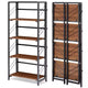 4/5-Tier Folding Shelf - No-Assembly Space-Saving Industrial Bookshelf for Home Office
