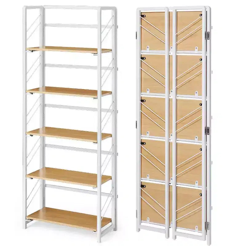 Étagère pliante 4/5 niveaux - bibliothèque industrielle gain de place sans assemblage pour bureau à domicile