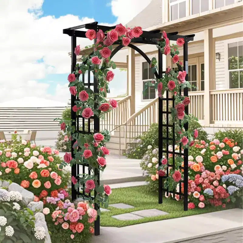 VINGLI Tonnelle en bois 85in, arche de mariage pour cérémonie, treillis en bois pour plantes grimpantes, pergola décor de Noël