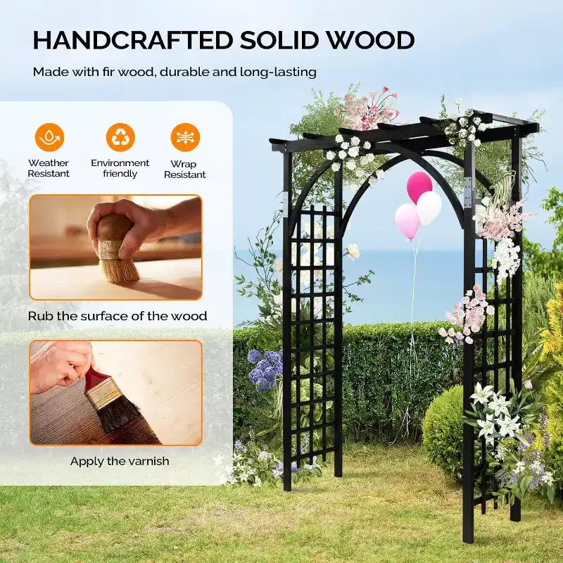 VINGLI Tonnelle en bois 85in, arche de mariage pour cérémonie, treillis en bois pour plantes grimpantes, pergola décor de Noël