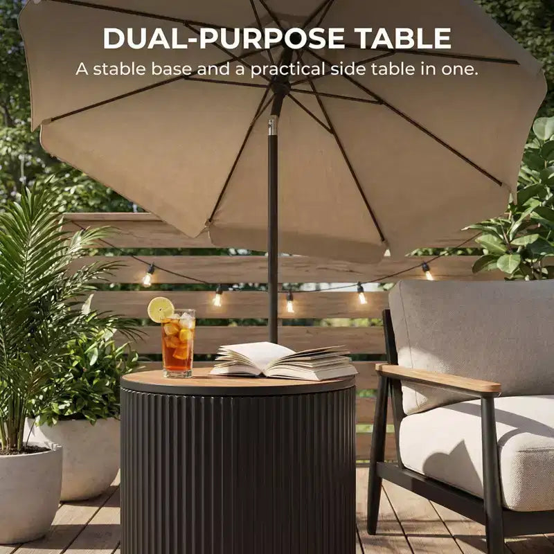 NAYSAYE Table d'appoint à parasol - table de patio extérieure avec trou pour parasol, table basse moderne de bord de piscine pour porche, pique-nique et jardin, montage facile