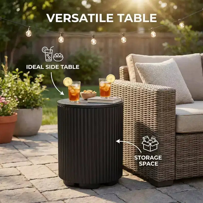 NAYSAYE Table d'appoint à parasol - table de patio extérieure avec trou pour parasol, table basse moderne de bord de piscine pour porche, pique-nique et jardin, montage facile